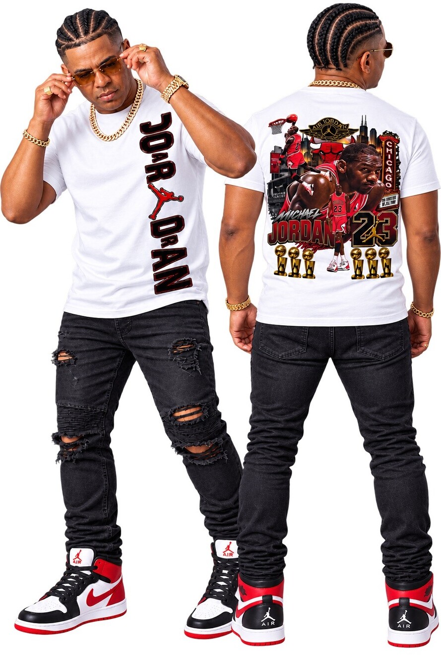 Jordan Large White Cotton Short Sleeve T-Shirt with Michael Jordan Graphic